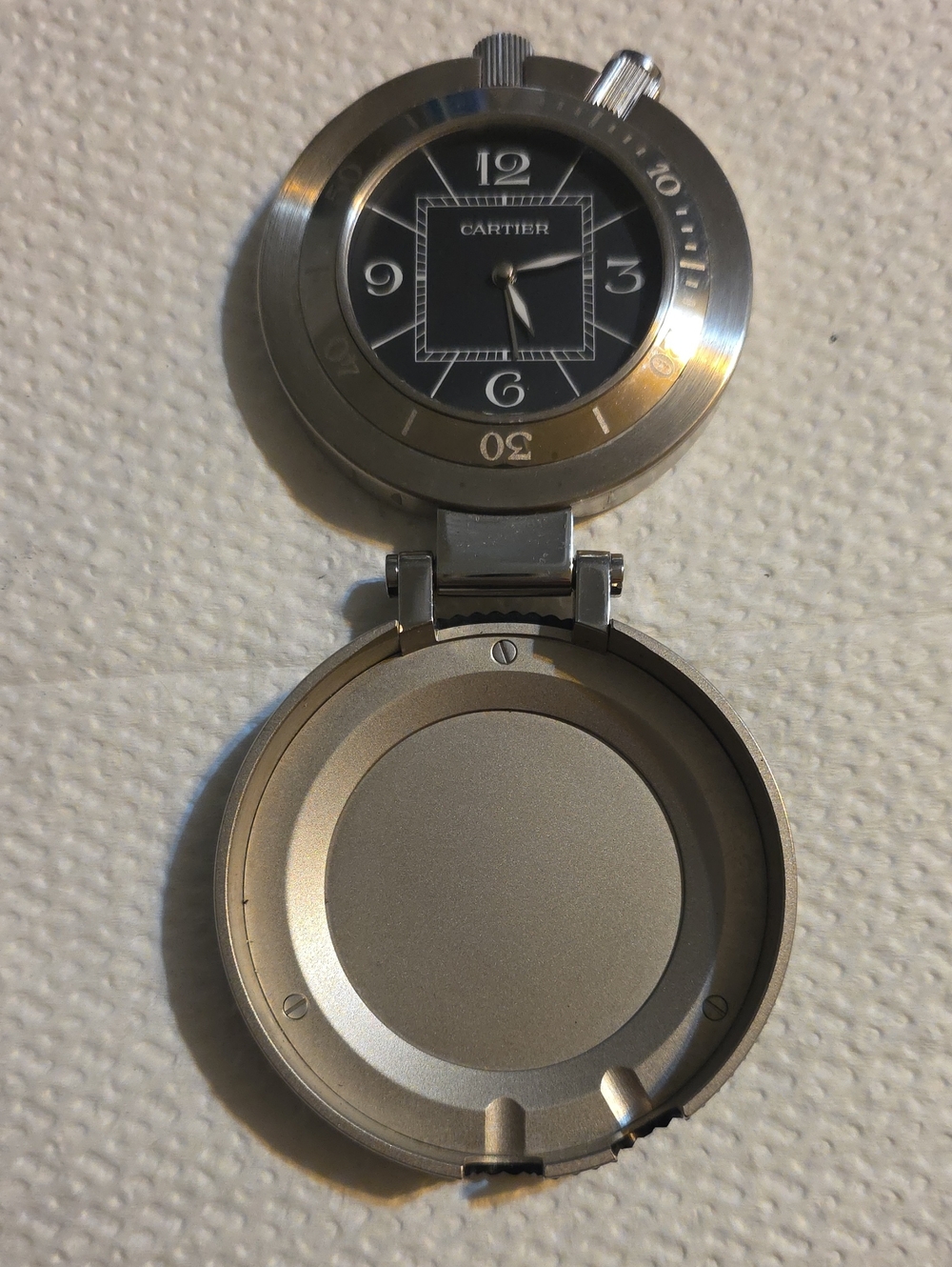 Cartier Silver and Black Pocket Watch Pendant